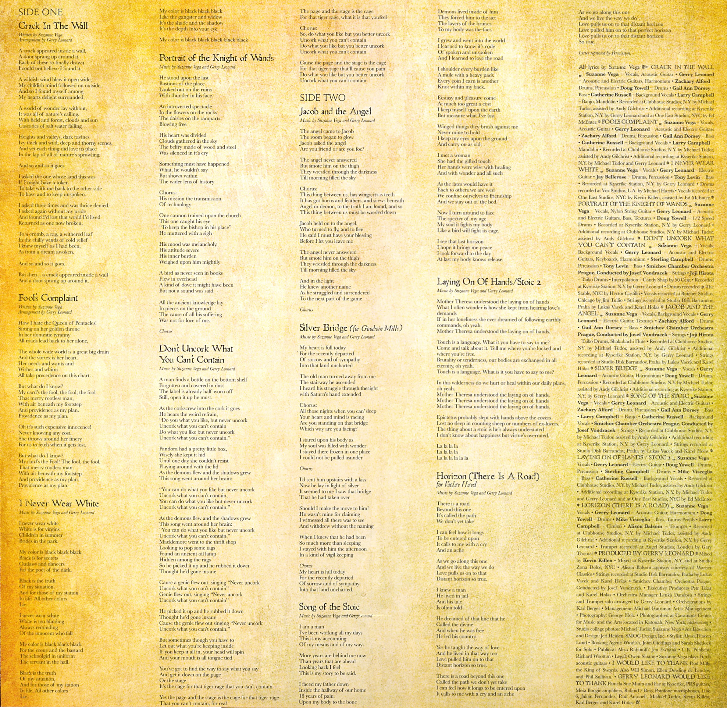 Suzanne Vega  Tales From The Realm Of The Queen Of Pentacles : LP Inlay 2